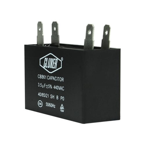 Capacitor de Ventilador 3.5Mf, Dual 440-370vac +-5%, 50/60Hz, Modelo: CXCP44035 Marca CLUXER