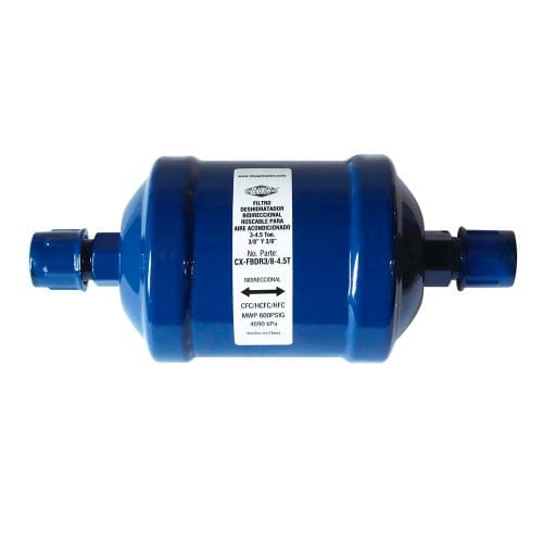 Filtro Deshidratador Bidireccional Roscable 3/8 y 3/8 para Aire Acondicionado 3-4.5 Ton. Marca CLUXER, Modelo: CX-FBDR3/8-4.5T