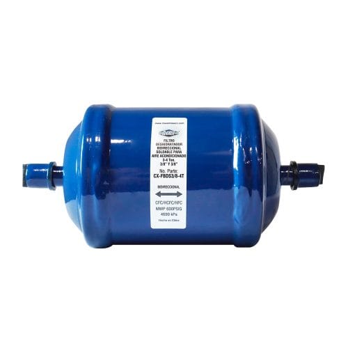 Filtro Deshidratador Bidireccional Soldable 3/8 y 3/8 para Aire Acondicionado 3-4 Ton. Marca CLUXER, Modelo: CX-FBDS3/8-4T